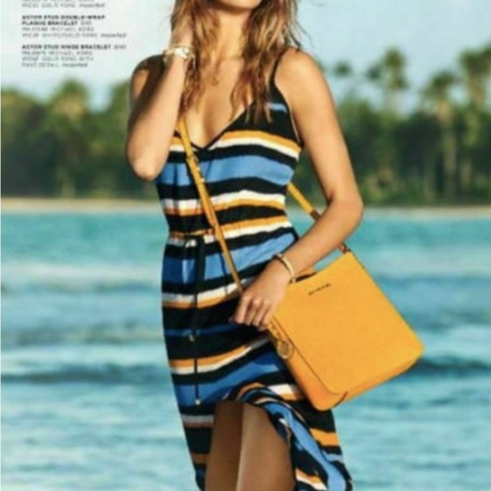 MICHAEL KORS Blue White Stripe with Spaghetti Strap Sun Dress size S